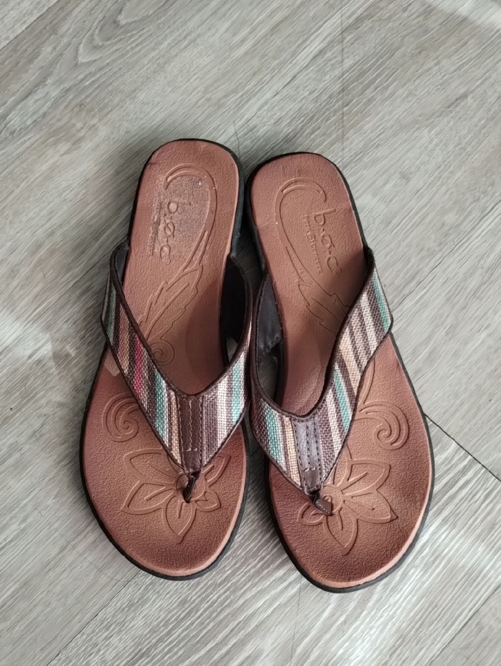 b.o.c. Brown Striped Thong Sandals for Women